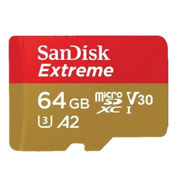 SANDISK Extreme microSDXC 64GB Class 10 UHS-I U3 V30 A2 4K UHD SD adapter SDSQXAH-064G-GN6MA memorijska kartica