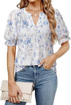 Nikcorp Ženska ljetna bluza s vezom broderie Casual kratki rukav lampion rukav V-izrez Loose Fit prozračna lagana bijela M, od poliestera s elastanom, za ured, kupovinu i romantične izlaske