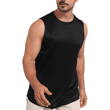 Nikcorp Muška sportska majica bez rukava tank top brzosušeća elastična za fitness teretanu trčanje outdoor sportove, odvodi znoj, prozračni poliester, strojno pranje, crna, veličina S