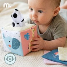 Mamabrum Set senzoričkih igračaka za bebe s mekanom zvečkom - grizalica, 4 loptice različitih tekstura, kutija s maramicama, od 3 mjeseca