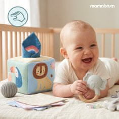 Mamabrum Set senzoričkih igračaka za bebe s mekanom zvečkom - grizalica, 4 loptice različitih tekstura, kutija s maramicama, od 3 mjeseca