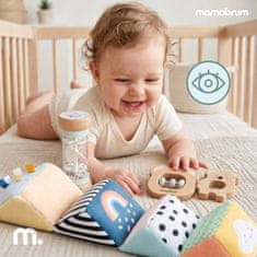 Mamabrum Senzorički set od 4 igračke s kišnom zvečkom i kockom - drvene koale, mekana tkanina, razvoj osjetila, za bebe od 6 mjeseci
