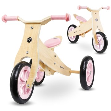HyperMotion Drveni tricikl i bicikl bez pedala s funkcijom 2 u 1 - nosivost 30 kg, podesivo sjedalo 29–33 cm, kotači od EVA pjene, masa 2,5 kg