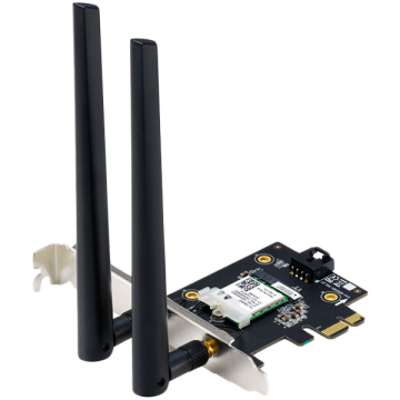 ASUS PCE-AXE5400 Tri-Band WiFi 6E (802.11ax), BT 5.2, 6GHz, 160MHz, OFDMA, WPA3, 2 vanjske antene, PCIe mrežna kartica