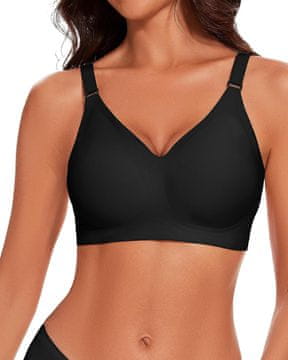 Nikcorp Push-up grudnjak bez šavova bez kostiju, udoban i mekan, s podesivim naramenicama, glatke košarice tipa T-shirt bra, za svakodnevno nošenje, sport, odmor i spavanje, crni, veličina XL