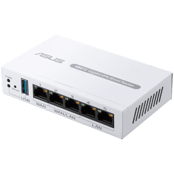 ASUS ExpertWiFi EBG15 Gigabit VPN 5-portni žičani usmjerivač, Up to 3 WAN ethernet ports 1 USB WAN, IPS intrusion prevention, Layer 7 firewall, Commercial-grade network security, Easy centralized