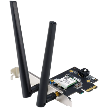 ASUS PCE-BE6500 Tri-Band WiFi 7 (802.11be), BT 5.4, 6GHz, 160MHz, 4096-QAM, WPA3, 2 vanjske antene, PCIe mrežna kartica