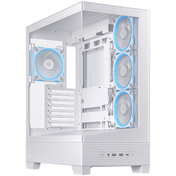 ASUS A31 PLUS ATX kućište za računalo, kaljeno staklo, četiri 120mm ARGB ventilatora, podrška za BTF matične ploče, bijelo