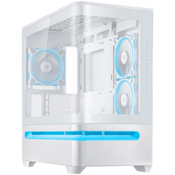 ASUS Prime AP202 ARGB TG mATX kućište za računalo, kaljeno staklo, tri 120mm ARGB ventilatora, bijelo