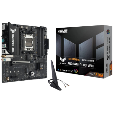 ASUS TUF GAMING A620AM-PLUS WIFI AM5 mATX matična ploča - AMD A620A, 4xDDR5, 2xM.2, 4xSATA, 2.5Gb LAN, 2xDP, 1xHDMI, Aura Sync