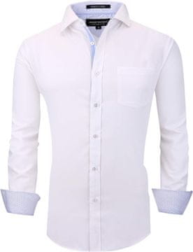 Nikcorp Muška košulja Regular Fit bijela 2XL od viskoze s elastanom button-down ovratnik elegantna svečana bez peglanja 67% viskoza 30% poliester 3% elastan 140-150 GSM UPF 30 zaštita od sunca
