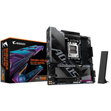Gigabyte B840M AORUS ELITE WIFI6E AM5 mATX matična ploča - AMD B840, 4xDDR5, 2xM.2, 4xSATA, 2.5Gb LAN, WiFi 6E, BT, 1xHDMI, 1xDP
