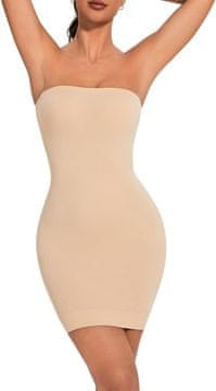 Nikcorp Oblikujuća podsuknja za ispod haljine za modeliranje siluete, bešavna, 92% najlon, 8% spandex, visoka elastičnost, protuklizni donji rub, 3D oblikovanje stražnjice, bež boja, veličina 3XL