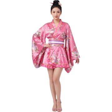Nikcorp Ženski kimono ogrtač Yukata japanski stil cosplay ružičasti od poliesterskog satena lagan mekan podesivi struk One Size opseg prsa 98 cm za tematske zabave, fotografske sesije i kućni odmor