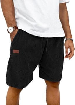 Nikcorp Muške bermuda kratke hlače od waffle pique pletiva, 60% pamuk, 40% poliester, crne, veličina EU M, 4 džepa, aplikacije od prave kože, casual sportski stil, za svakodnevnu upotrebu, slobodno vrijeme