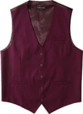 Nikcorp Muški elegantni prsluk za odijelo Slim Fit bordo 3XL, jednoredni s 5 gumba, V izrez, 3 funkcionalna džepa, podesivi remen na leđima, za vjenčanja, poslovne sastanke i nastupe