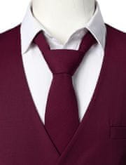 Nikcorp Muški elegantni prsluk za odijelo Slim Fit bordo 3XL, jednoredni s 5 gumba, V izrez, 3 funkcionalna džepa, podesivi remen na leđima, za vjenčanja, poslovne sastanke i nastupe