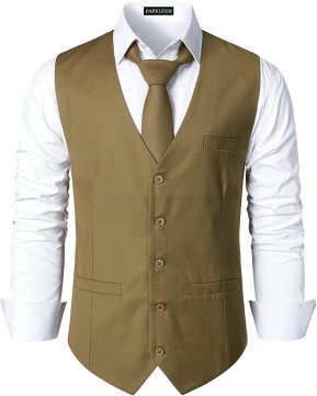 Nikcorp Muški prsluk za odijelo Slim Fit Hipster Urban Business, zeleni, veličina S – svečani prsluk s V-izrezom, 5 gumba, 3 džepa i remenom straga za pristajanje, za vjenčanja i poslovne sastanke