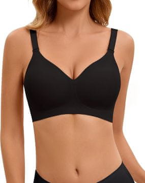 Nikcorp Push-up grudnjak bez šavova bez kostiju za svakodnevno nošenje, minimizer efekt, meke soft-cup košarice, podesive naramenice, crna boja, veličina 3XL