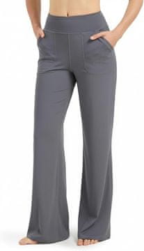 Nikcorp Ženske joga tajice Bootcut visokog struka širokog kroja sive XL, elastične 4-way stretch s dva bočna džepa, lagane i prozračne, brzo se suše, dužina nogavice 81-91 cm, za visine od 175 cm naviše
