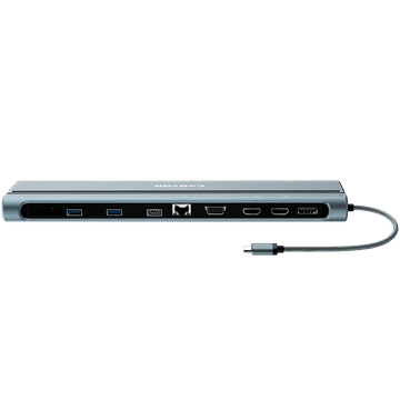 Canyon DS-90, 14-u-1 razdjelnik, s Type-C priključcima *2, Type-C priključkom *1: maks. 10 Gbps, USB-A *3: maks. 10 Gbps, DP *1, VGA *1, utor za SD karticu *1, utor za TF karticu *1, 3,5 mm audio p