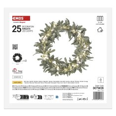 EMOS LED dekoracija, vijenac imela, 3x AA, toplo bijela, tajmer