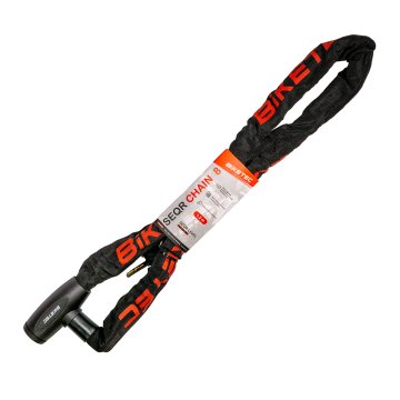 Bike Łańcuch Biketec SEQR CP 1,2 m, oczko 8 mm, wbudowana kłódka, 3 klucze, czarna otulina
