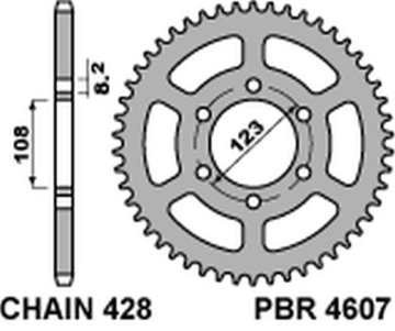 PB Stražnji lančanik 4607 49 Derbi Gpr 125 4T Čelik Izdržljiv Snažan