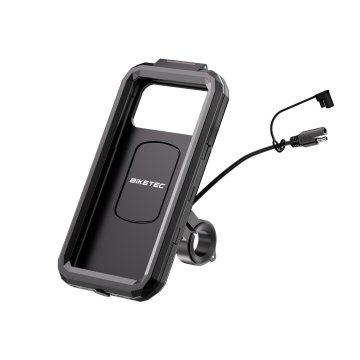 Bike BIKETEC PRO VODOOTPORNA FUTROLA S DVOSTRUKIM DRŽAČEM ZA TELEFON S BEŽIČNIM PUNJAČEM I USB-C PRIKLJUČKOM ZA MONTIRANJE NA UPRAVLJAČ ILI OGLEDALO (EL)