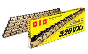 D.I.D 520VX3G&B-102 ZLATNI LANAC (102 KARIKE) X-PRSTEN (OTVORENI + KRAJ)