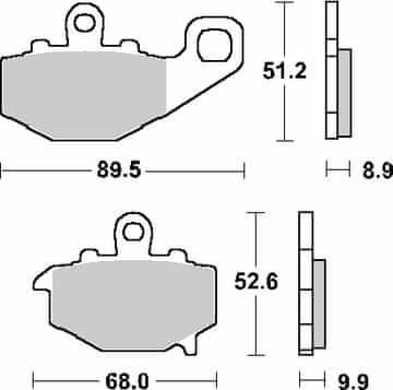 SBS KOČIONE PLOČICE KH192 STREET STANDARD KERAMIČKE CRNE ODGOVARA ZA: KAWASAKI ER-6F/GPZ/KLE/Z/ZR/ZX-6R/ZX-9R/ZX-10R/ZZR STRAŽNJE