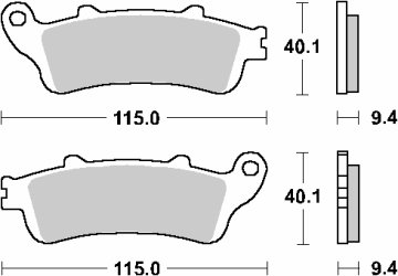 SBS PREDNJE KOČIONE PLOČICE KH281 /KH261 ULIČNE STANDARDNE KERAMIČKE HONDA FES 125/150 PANTHEON '98-'06 CRNE