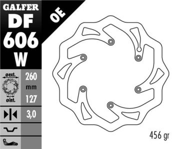 Galfer PREDNJI KOČIONI DISK KTM SX/EX, HUSABERG, HUSQVARNA, GAS GAS WAVE (260X127X3MM) (OEM KTM UZORAK)