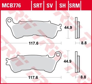 TRW ZF KOČIONE PLOČICE KH388 ORGANSKI HONDA CBF 500 04-08, CBF 600 04-15, NT 700 V 06-13, XL 700 V 08-13, XL 1000 V 04-13, SUZUKI BURGMAN 125 07-13, PREDNJE