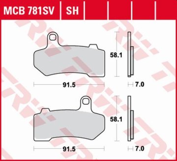 TRW ZF KOČIONE PLOČICE KH409 SINTER STREET HARLEY-DAVIDSON 1130 / 1250 / 1584 / 1690 / 1750 / 1800 / 1870 / 1923 06-21, STRAŽNJE