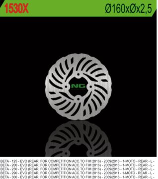 NG Wave kočioni disk 160 mm stražnji Beta Evo 125-300 2009.-2017.