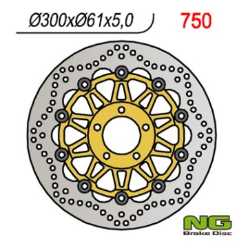 NG PREDNJI KOČIONI DISK KAWASAKI ZX6R '95-'02, ZR 550/750 ZEPHYR, ZZR600 '90-'06 Z750 '04- (300x61x5) (5x10,25mm)