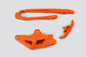 UFO SET KLIZNIH VODILICA (MALI I VELIKI) + VODILICA LANCA KTM EXC 125/200/250/300 TPI, EXC-F 350/450 '12-21, EXC-F 500 '14-21, BOJA NARANČASTA