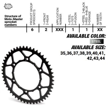 Moto Master Stražnji lančanik Čelik Ultralight 4644 41 KTM SX 50 Crni