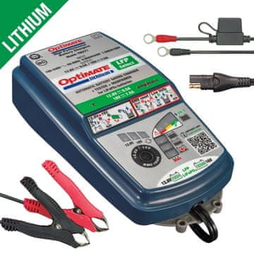 Tecmate OPTIMATE PUNJAČ LITIJEVIH LFP SELECT AMPMATIC BATERIJA 12,8 V 9,5 A / 16 V 7,5 A, 3-120 Ah, LFP / LIFEPO4, SAE (EL)