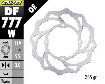 Galfer Tarcza hamulcowa przód Wave KTM XC 105 '07-, SX 150 '15-'18, SX 85 '07-'20, Husqvarna TC 85 '14-'20 (219x95x3 mm)