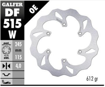 Galfer STRAŽNJI KOČIONI DISK YAMAHA YZ 125 '18-'22, YZ 250F/450F '18-'20 WAVE (245x115x4mm)