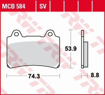 TRW ZF KOČIONE PLOČICE KH123 ORGANSKI YAMAHA FZR 750/1000 GENESIS '86-'88, TRX 850 '96-'99, FJ 1200 '91-'95, XJR 1200 '96-'98, XVZ 1300 ROYAL STAR '96-'01, XVZ 1300 VENTURE ROYAL '86-'92 PREDNJE