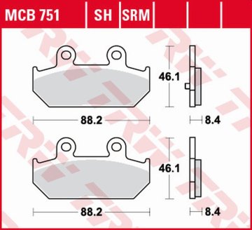 TRW ZF KOČIONE PLOČICE KH412 SINTER SUZUKI AN 250 SKY WAWE '07-'08, AN 400 BURGMAN '07-, AN 650 BURGMAN '04-, STRAŽNJE