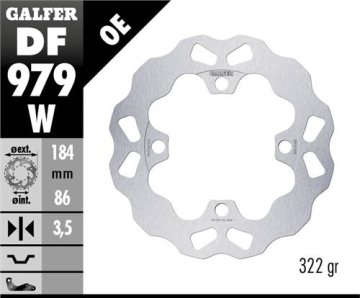 Galfer STRAŽNJI KOČIONI DISK YAMAHA YXR 700 RHINO '08- WAVE (184X86X3.5MM)