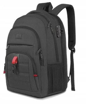 Matein Plecak na laptopa Antykradzieżowy Zamek na Szyfr 17.3" czarny 1425