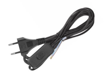 Kabel za napajanje 3 m 2x0,75 mm² s prekidačem, crni