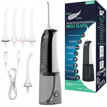 Medi Sleep IRYGATOR DO ZĘBÓW CZARNY BEZPRZEWODOWY PULSACYJNY DENTYSTYCZNY 4 TRYBY 5