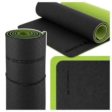 Mata do Ćwiczeń Gruba Antypoślizgowa Joga Fitness TPE Miękka Duża 183x61cm Balance Green Black