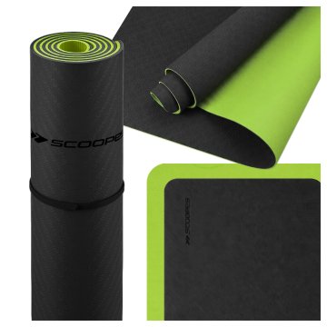 Mata do Ćwiczeń Antypoślizgowa Joga Fitness TPE 6mm Miękka Duża 183x61cm Balance Green Black